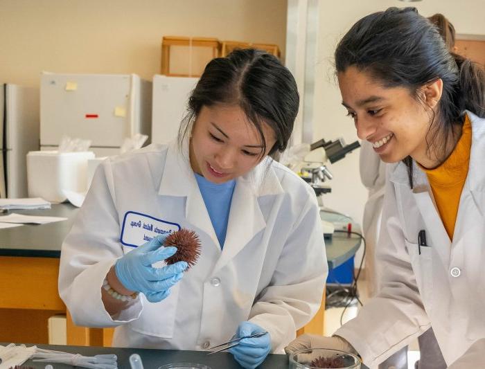 Two students in lab for feature story on NSF Noyce Grant April 2023