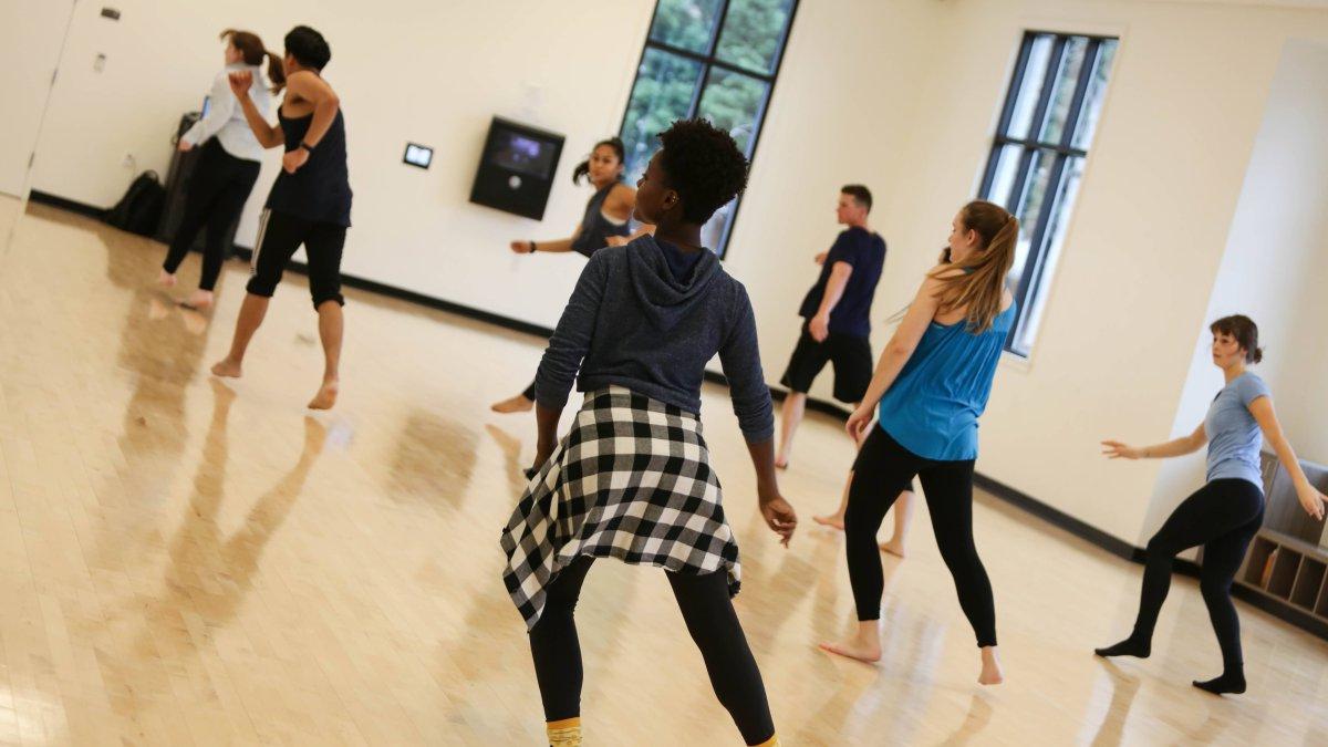 Student dancing in the exercise room